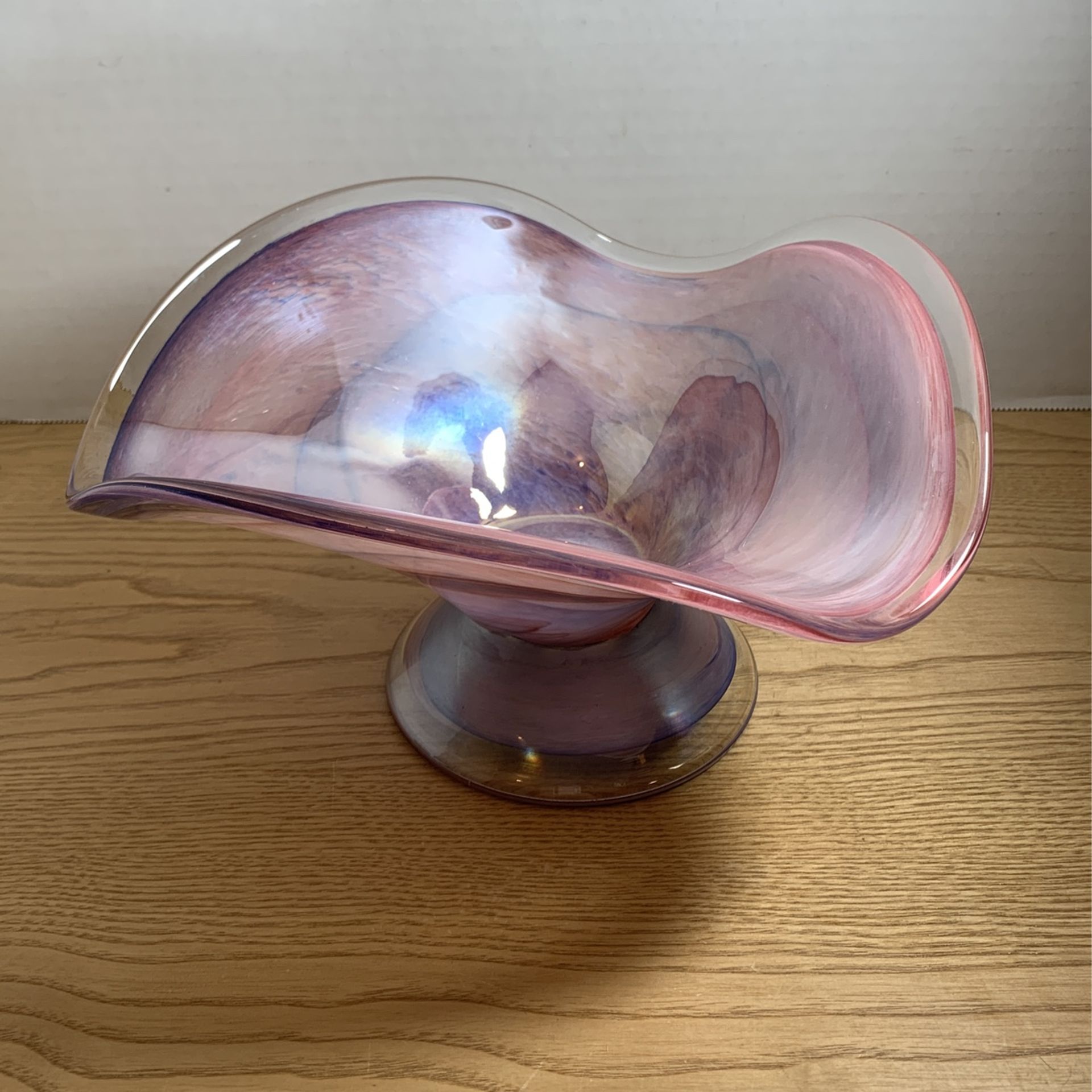Art Class In Marano? Lavender Pinks And Blue Swirl Silver crested Edge 9 1/2” X 5” L1