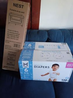 Baby diapers size 6/ dream on me play yard, pin