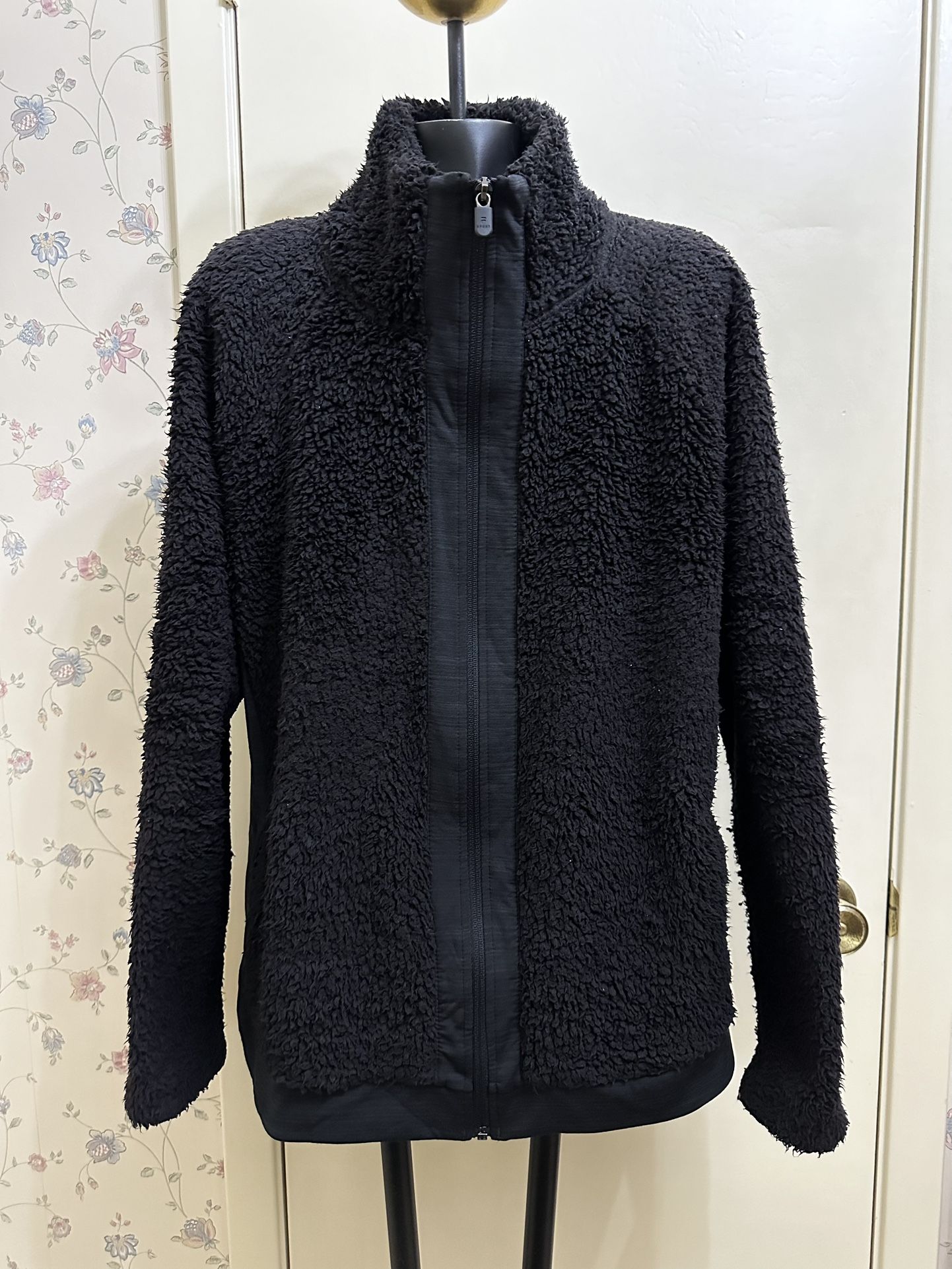 Womens FILA Sport Full Zip Black Sherpa Jacket Size XXL