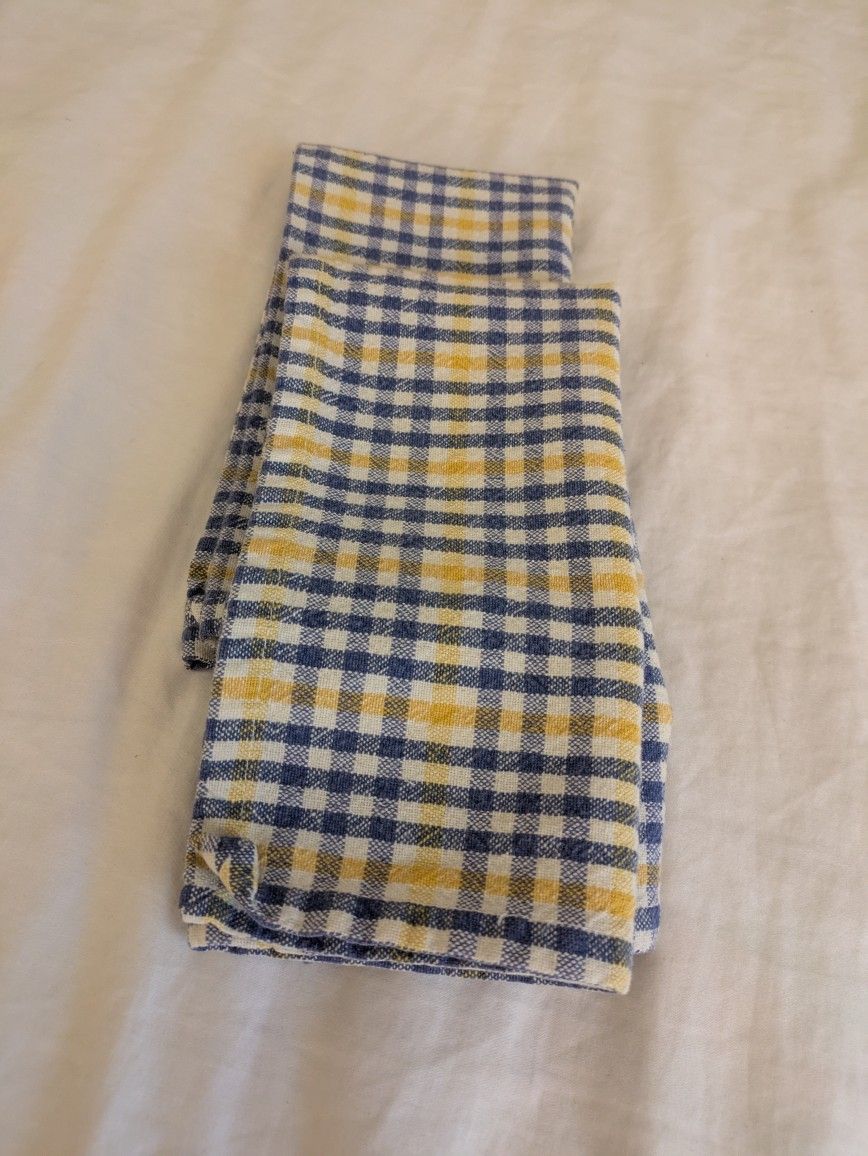 2 Blue, White & Yellow Cloth Kitchen Napkins 16"