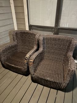 Brown wicker outdoor chairs