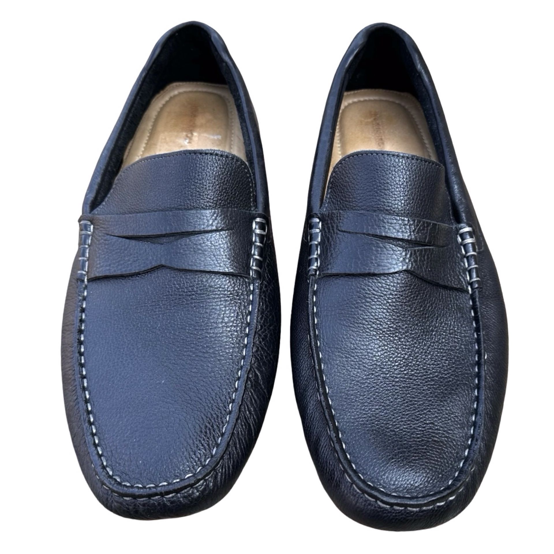 NORDSTROM Men Drivers Loafers Moccasins Size 11.5M Slip On Black Pebbled Leather