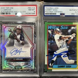 Sammy Sosa/CJ Abrams Signed Cards PSA
