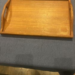 Vintage Wood Tray With Handles. 