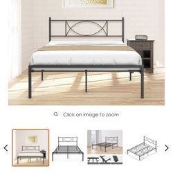 Metal Platform Bed Frame with Sturdy Steel Bed Slats - Full Size 
