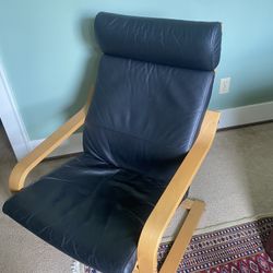 IKEA Poang Chair w/black leather cover