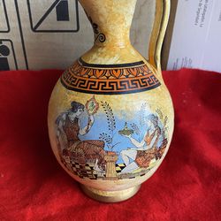 8.5 Inch Handmade Painted Ceramic Greek Vase Imported From Greece