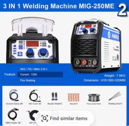 ANDELI MIG Welder 135Apm, MIG Welder Flux MIG/Lift Tig/Stick 3-In-1 Multiprocess Welder MIG Welding without Gas Flux Welding MIG-250ME (MIG SUIT)
