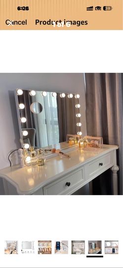 Vanity Mirror with Lights, 24.4"x21.2" Lighted Makeup Mirror with 3 Dimmable Color Modes, 17 LED $45 • PASADENA, CA