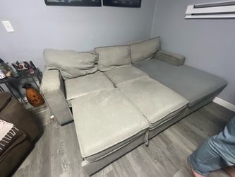 Light Gray Fabric Sectional Sleeper Sofa