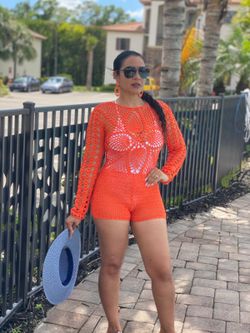 Tangerine romper beach cover