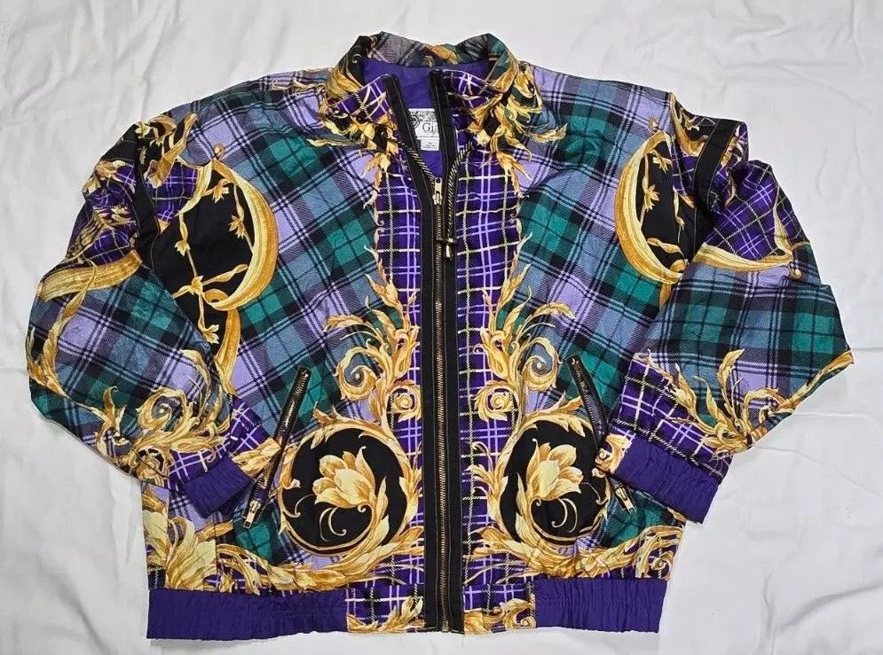 VINTAGE MULTI COLOR ABSTRACT PRINT JACKET FULL ZIPPER Bomber Top Size M Medium L Large Coat Women's