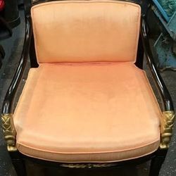 Pink Cushion Black and Gold Wood Chair