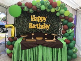 Army birthday decorations- balloons garland- party rentals - birthday-