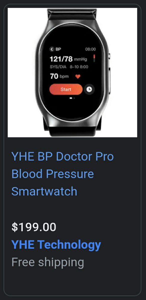 YHE BP Doctor Pro Blood Pressure Smartwatch for Sale in