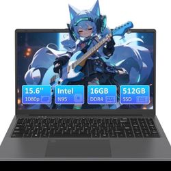Auusda Business Laptop, 16GB RAM 512GB SSD, Windows 11 Pro, 15.6" 1920×1080 FHD Intel N95 CPU Home Computer, Backlight, Fingerprint, Webcam Switch, 3×