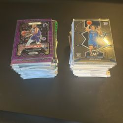 Stack of Basketball and Football Cards 