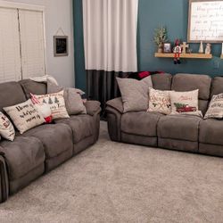 2 Double Power Recliner Couches W/USB Charging