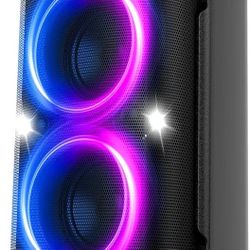 Portable Bluetooth Speaker: 160W Peak Powerful Loud Sound Deep Bass Wireless Boombox Large Subwoofer 15 Hours Battery Life Fast Charging with Led Ligh