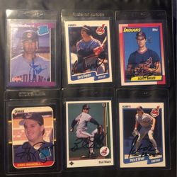 6 Card Lot Autographed Cleveland Indians Baseball Cards All In Person On Card! 