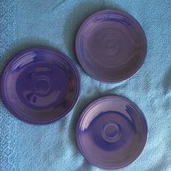 3 Vintage Blue Salad Or Desert Plates Plates 