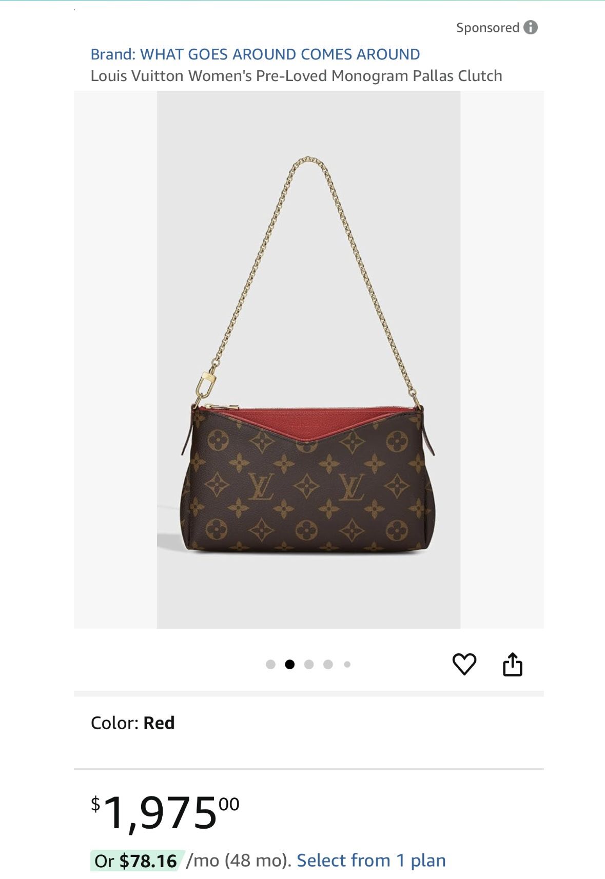 Louis Vuitton Women's Pre-Loved Monogram Pallas Clutch