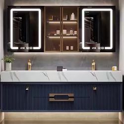 Led Lighted Medicine Cabinet With Door And Mirror , Double Sink Vanity Set, Everything Included In The Picture