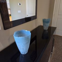 Art Glass Vases Light Blue - Set Of Two