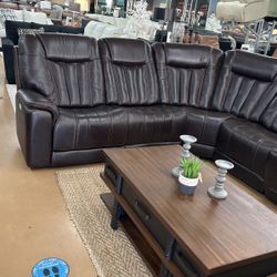 Beautiful Top Grain Leather Power Recliner Sectional!