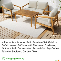 4 pieces Acacia Wood Patio Furniture Set