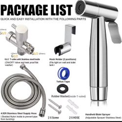 Handheld Toilet Bidet Sprayer Set Kit Stainless Steel Hand Bidet faucet for Bathroom Hand Sprayer Shower Head Self Cleaning