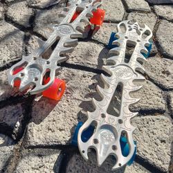 Aluminum heavy duty mini skateboard penny board cnc engraved dog cat wolf paw ying yang $137 each pink or blue  sports exercise