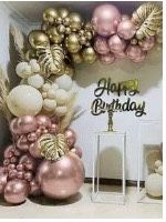 Balloons 124Pcs/Set Metal Rose Gold And Gold Latex Balloons Garl And Arch Kit For Birthday Wedding