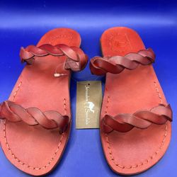 Women's Leather Braided Strap Joanna Jerusalem Sandals Size 6 US 37 EU
