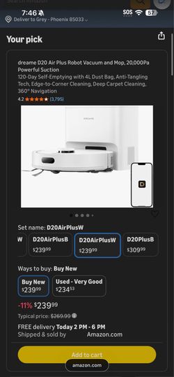 Dreame d20 auto vacuum and mop