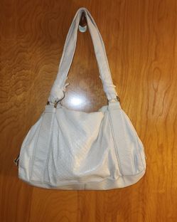 White Snakeskin Embossed Shoulder Bag