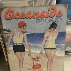 Oceanside Beach Picture On Wood. 