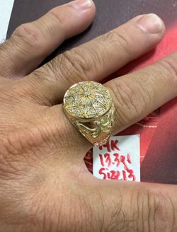 14K Solid Gold Ring CUBIC ZIRCONIUM STONES 13.3Gr Size 13