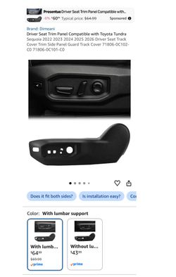 Toyota Tundra Sequoia Driver Seat Trim Panel