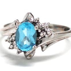 Ladies Blue Topaz/10K White Gold Birthstone Ring