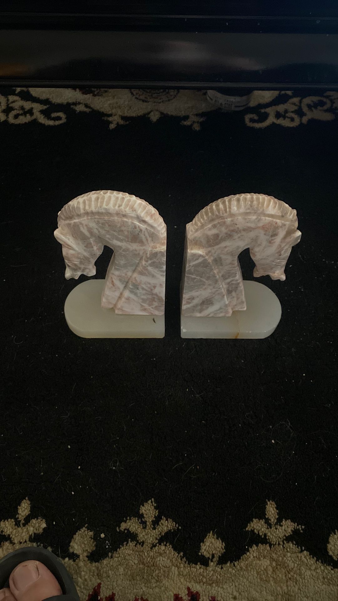 Mini horse marble, bookends, antique