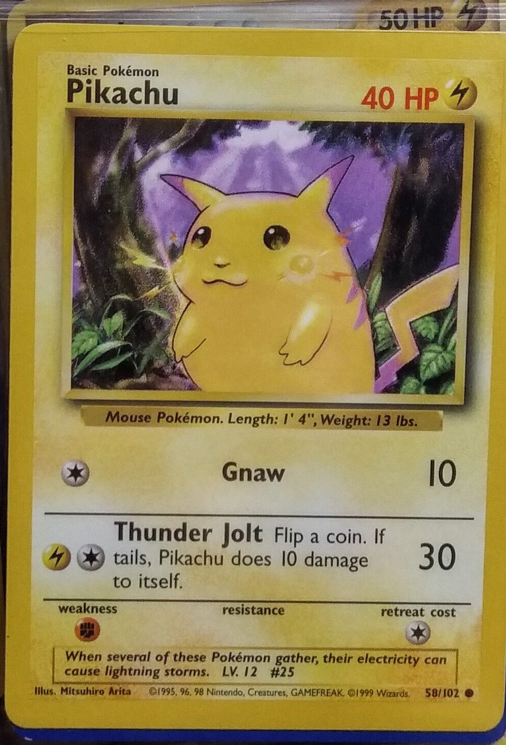 Pokemon Base Set Common Card #58/102 Pikachu