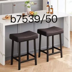Counter Height Bar Stools Set of 2, 24 Inch Barstools for Kitchen Island Counter, Brown 