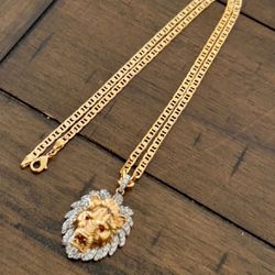 Gold Filled Lion Pendant 20 Inch Mariner Necklace 