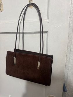 Brown Suede Shoulder Handbag