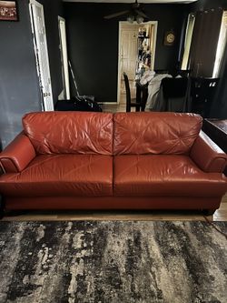 Burnt Orange Leather Couch