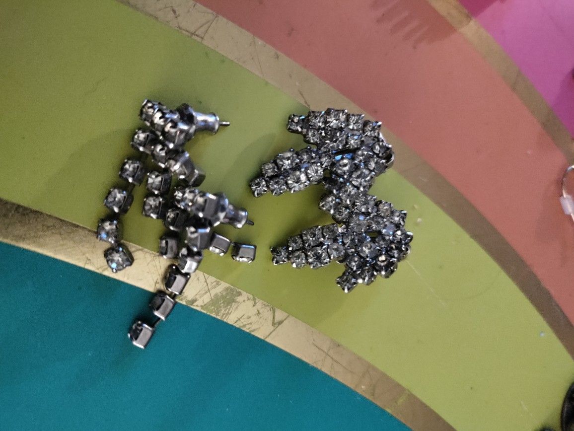 Two Diamond-like Vintage Earrings