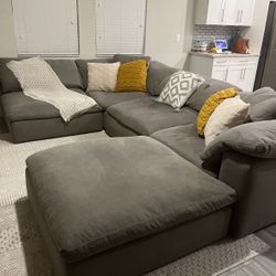 Grey Feather Down Couch Sectional 