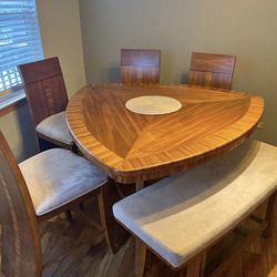 Wood Table and Chairs w/ Bench (Pub) 