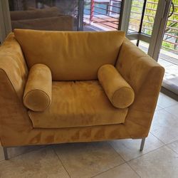 Large Suede Leather Armchair